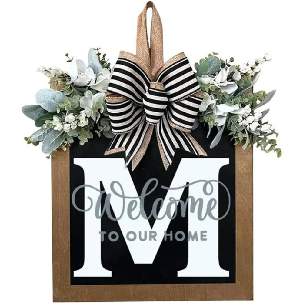 All Year Round Front Door Garland, Front Porch Decoration 26 Letter Welcome Sign